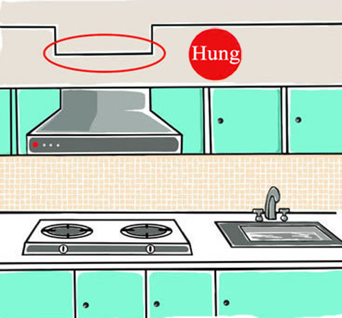 Không nên đặt bếp dưới xà ngang
